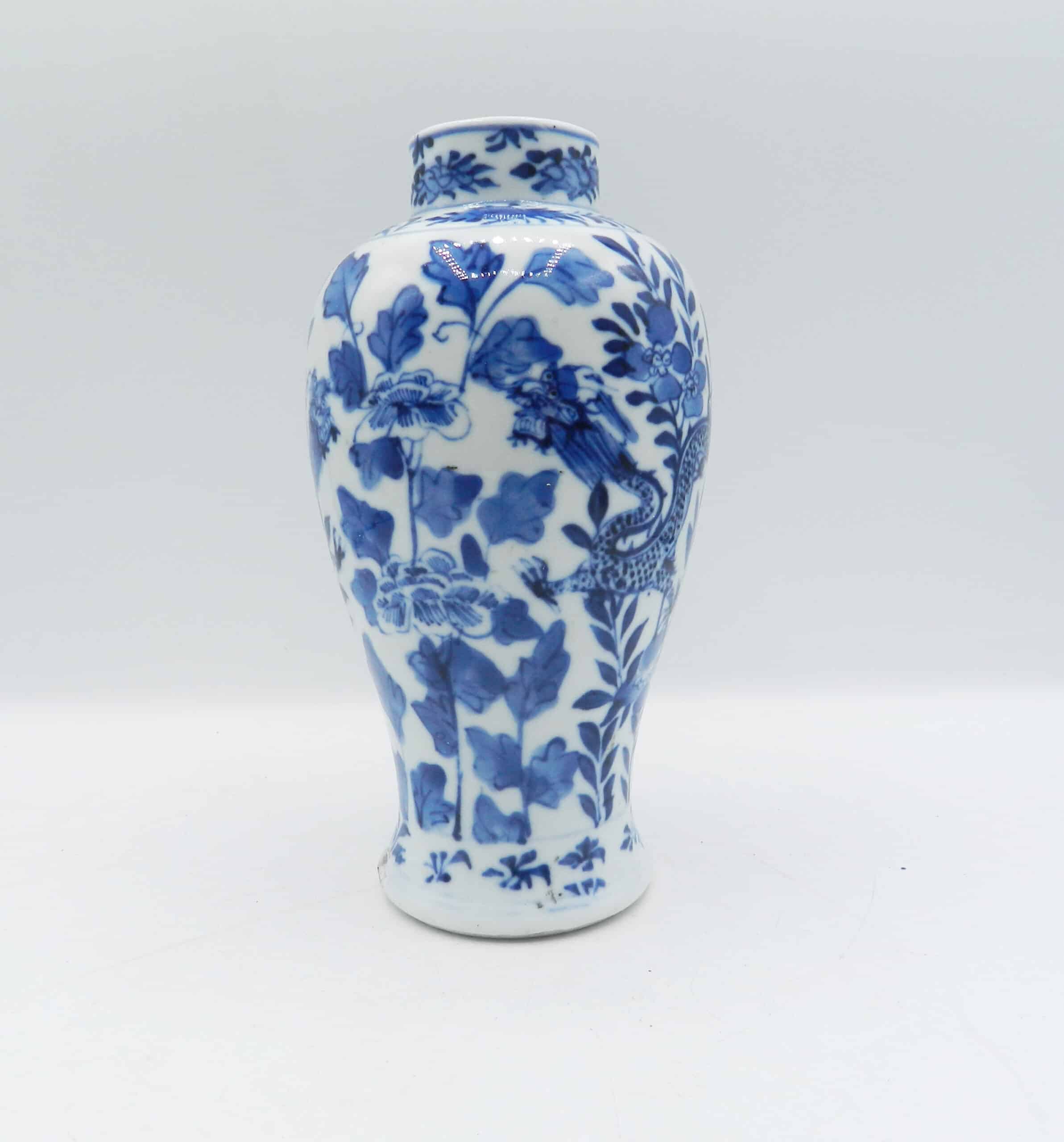 Antique Chinese Kangxi Baluster Blue & White Vase