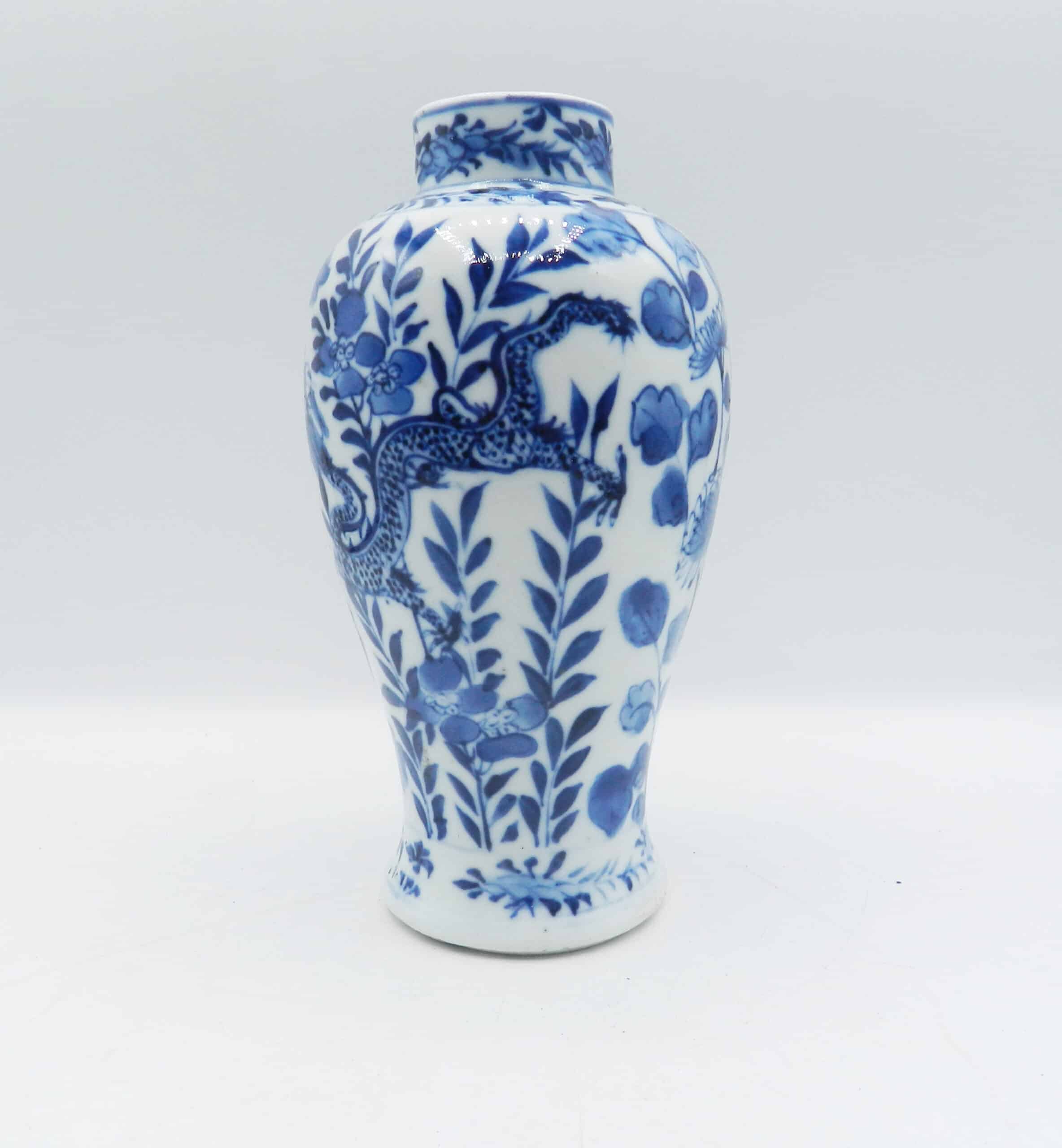 Antique Chinese Kangxi Baluster Blue & White Vase - Image 2