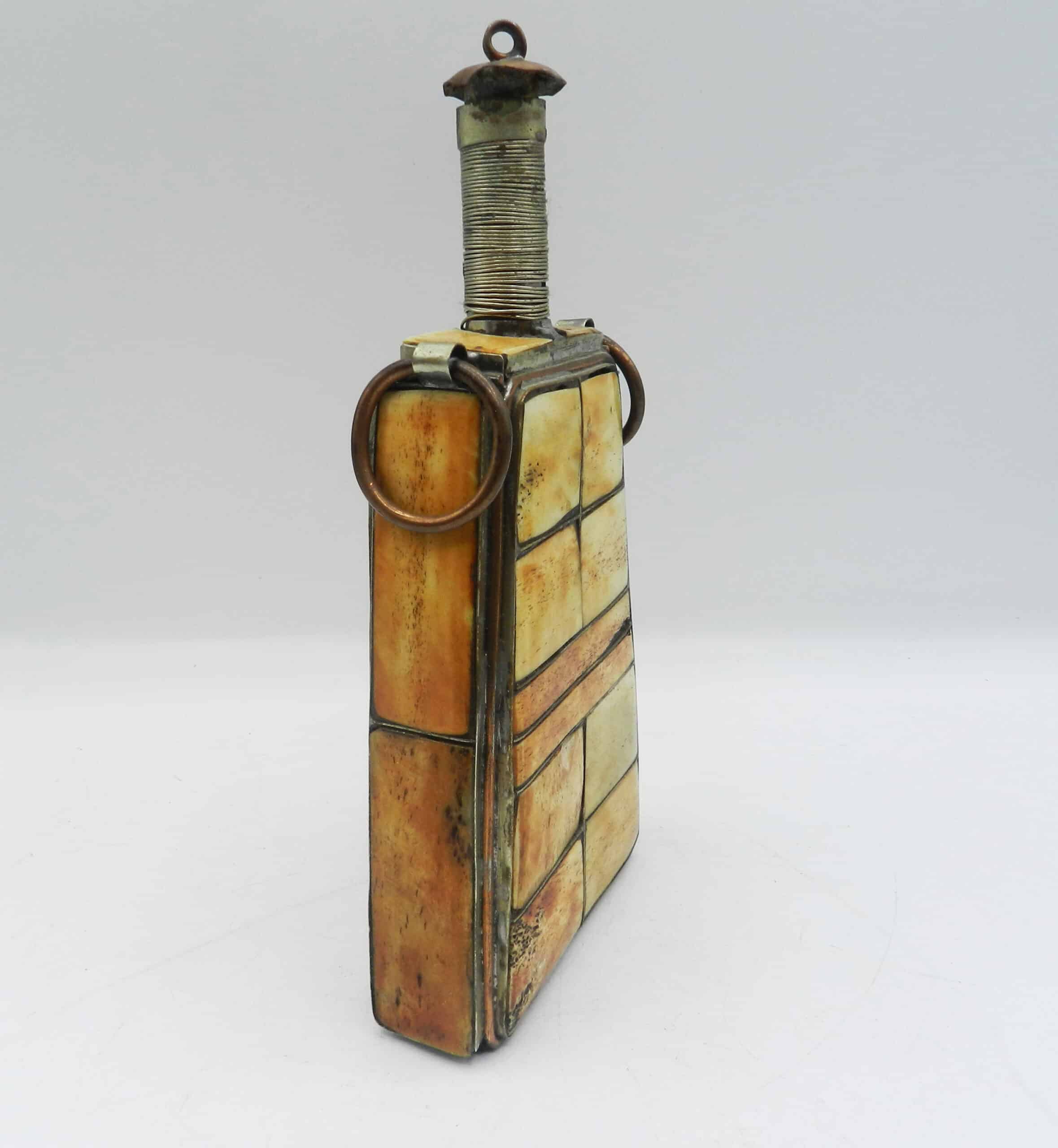 Antique Ottoman Gun Powder Flask Inlaid With Decorative Bone - Image 2